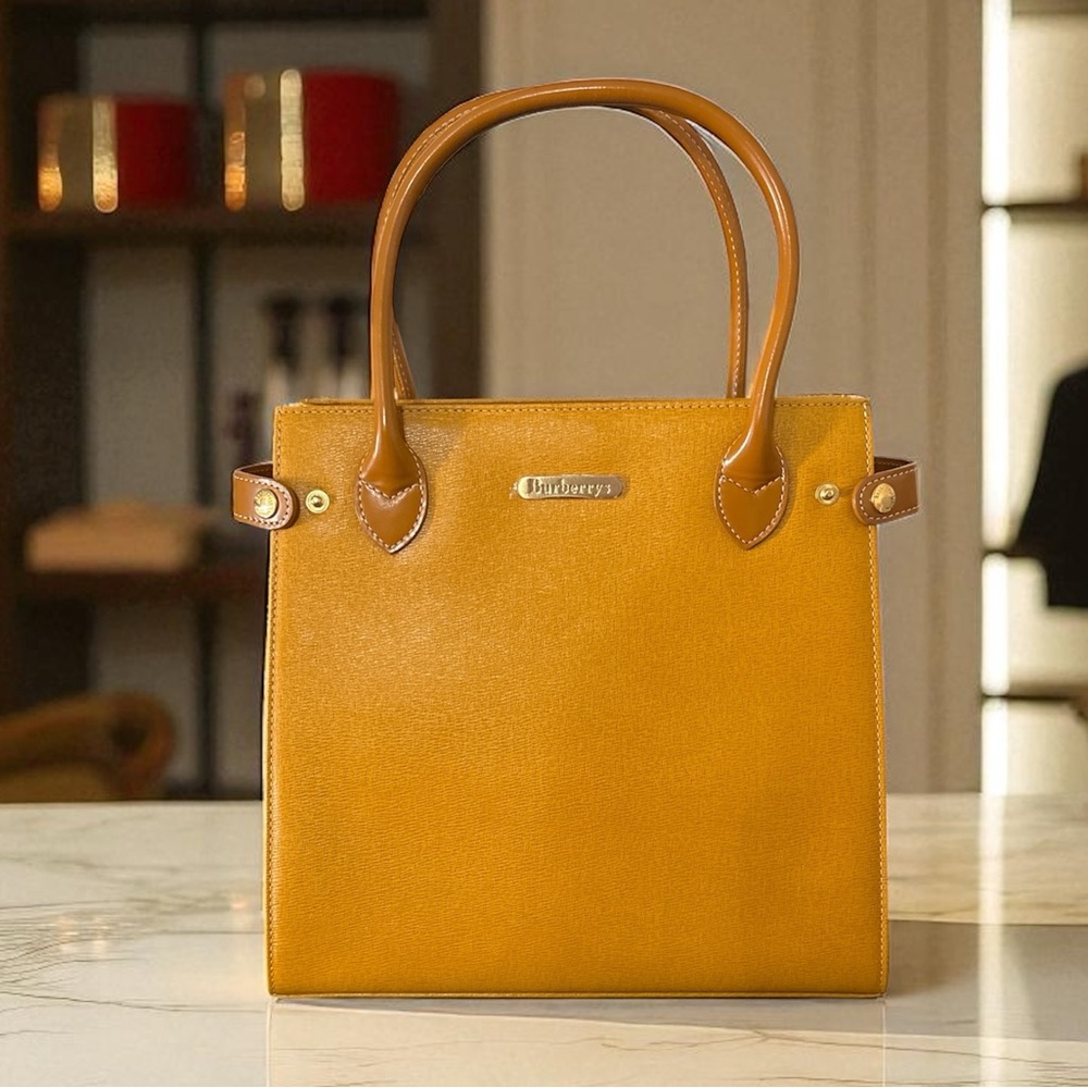Vintage Burberry Yellow Leather Tote